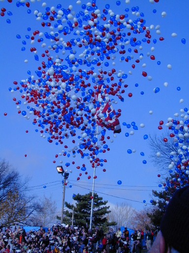 Balloons released at end of rally