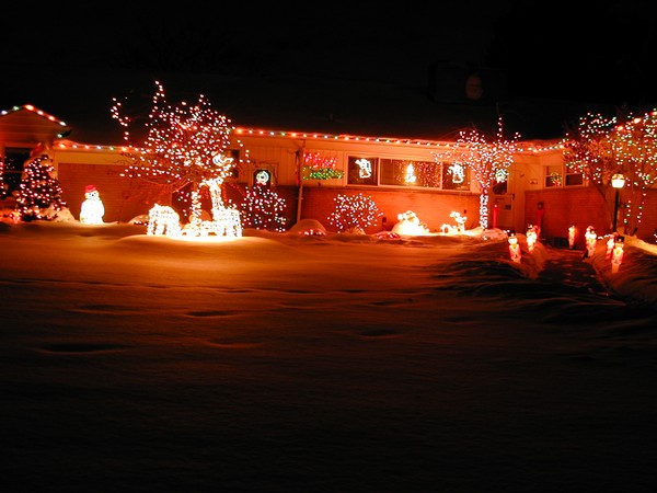 Festive lights on a house