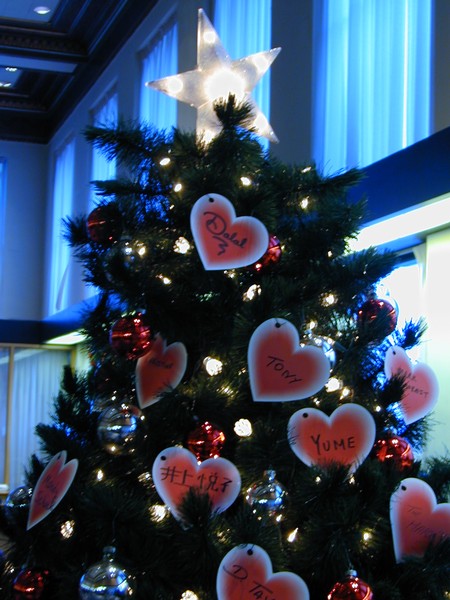 Christmas Tree with Red Hearts